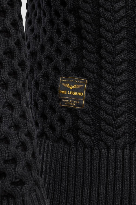 PME legend r-neck garment dye cable knit